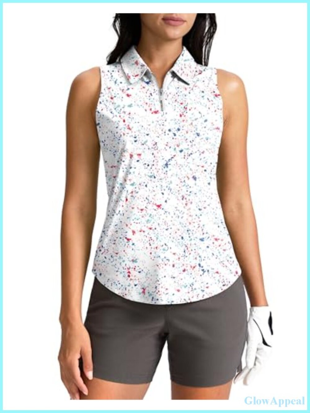 Womens Sleeveless Zip Up Collared Golf Polo Shirt UPF 50+